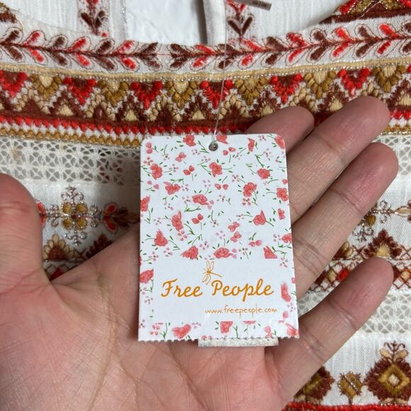 FREE PEOPLE WOMEN'S SUNRISE WANDERER IVORY BOHO DRESS SIZE MEDIUM BRAND NEW - Picture 6 of 9